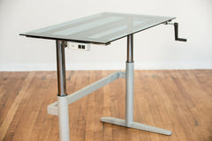 Rebel Desk Crank-Up Standing Desk with Power Station -- Glass
