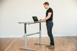 Rebel Desk Crank-Up Standing Desk with Power Station -- Glass