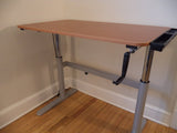 Rebel Desk Rebel Crank-Up Standing Desk with Power Station -- Teak