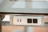 Rebel Desk Crank-Up Standing Desk with Power Station -- Glass